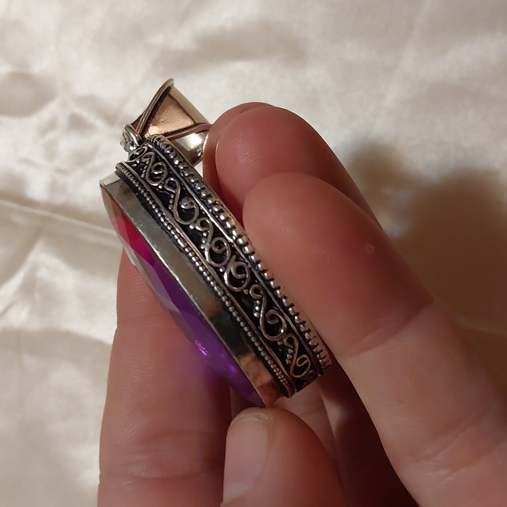 Natural Pink Rubillite Sterling Silver Pendant - Picture 2 of 5